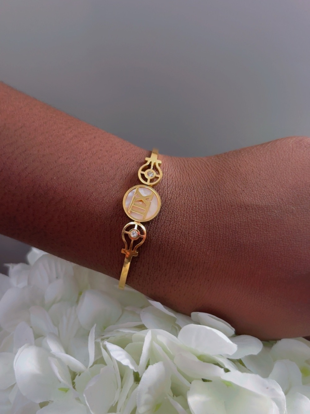 Gold Monogram Enamel Bracelet - Women's Fashion Jewelry